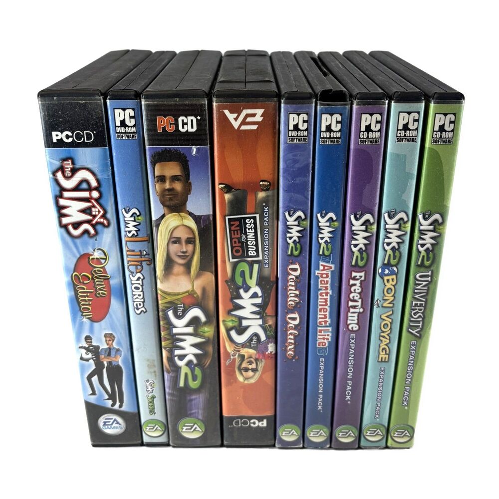 Sims 1 & 2 PC Lot 9 Games Deluxe Double Deluxe